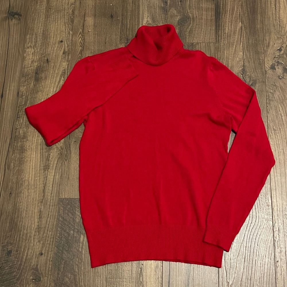 Ann Taylor Red Turtleneck Sweater Womens Medium Long Sleeve Knit Pullover
